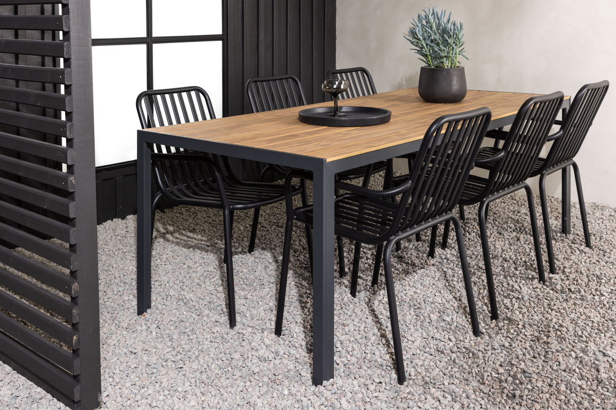 Venture Design Break & Peking Rektangulära Matbord 205 x 90 Natur + Matstolar 2-pack Svart
