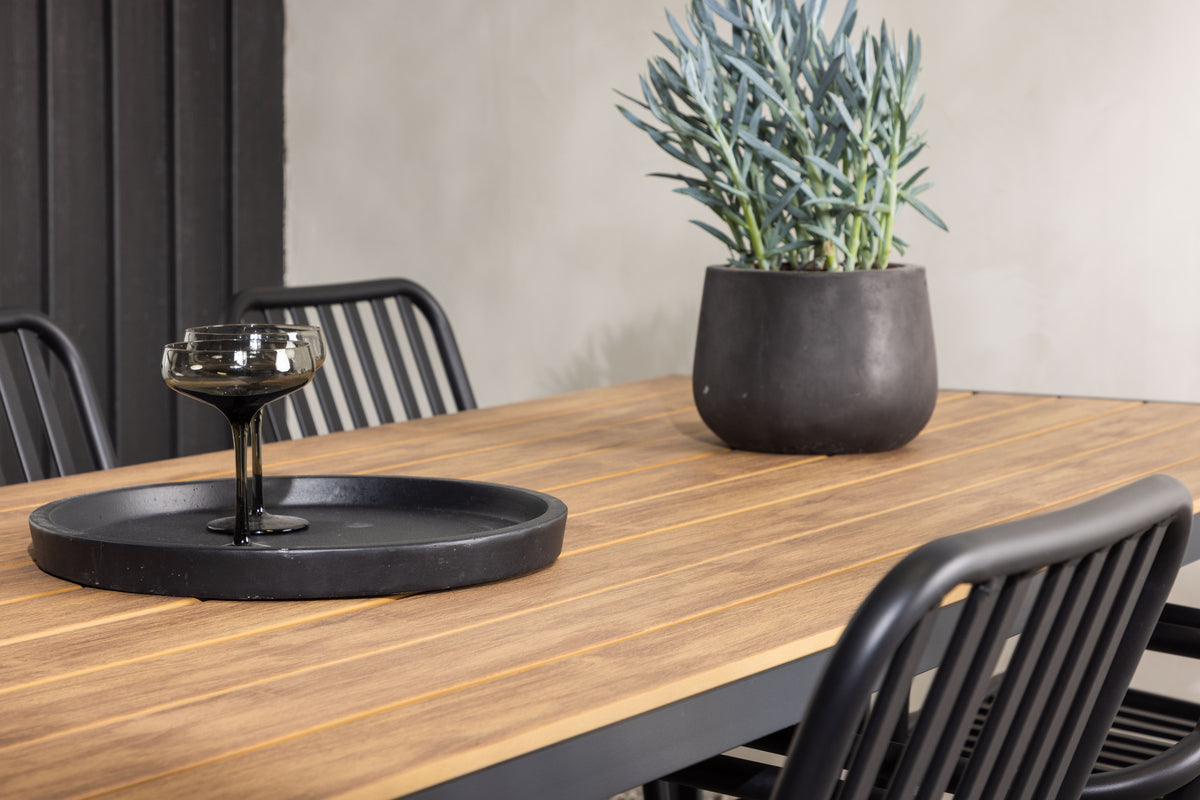 Venture Design Break & Peking Rektangulära Matbord 205 x 90 Natur + Matstolar 2-pack Svart