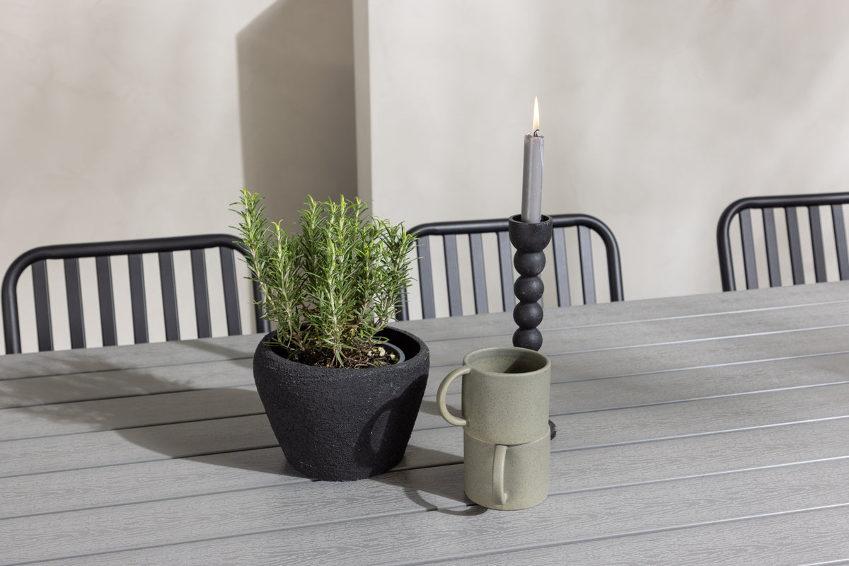 Venture Design Garcia & Peking Rektangulära Matbord 200 x 100 Grå + Matstolar 2-pack Svart