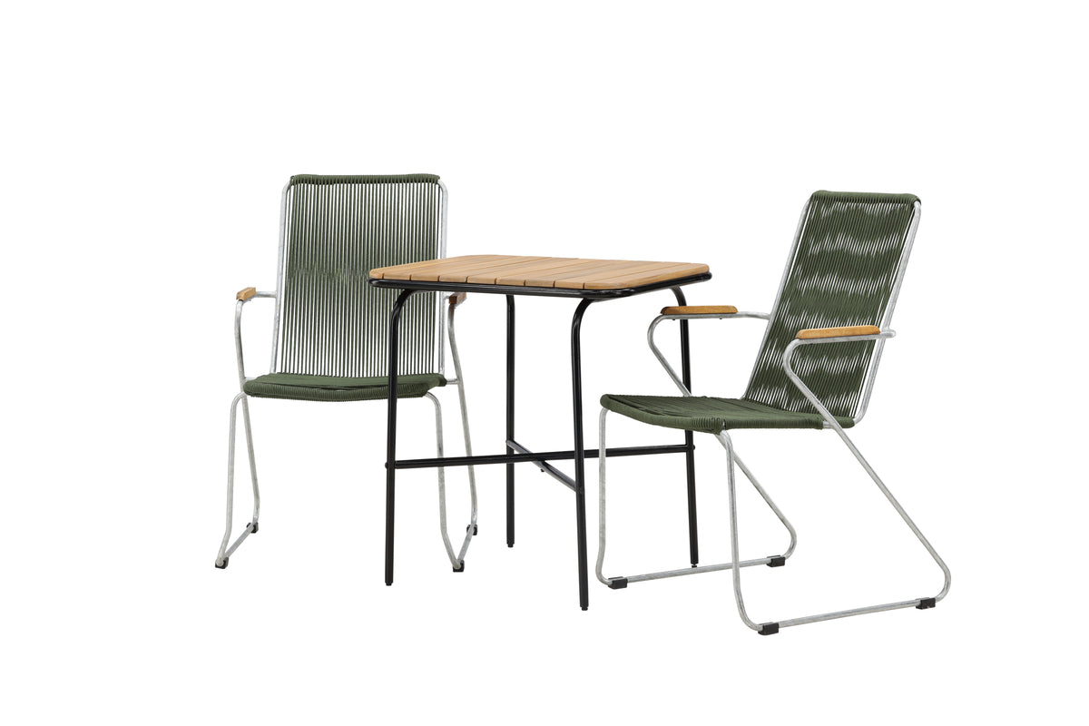 Venture Design Holmbeck & Bois Cafebord 70 x 55 Natur + Matstolar 2-pack Grön