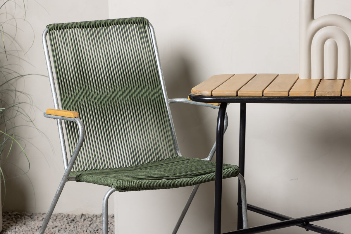 Venture Design Holmbeck & Bois Cafebord 70 x 55 Natur + Matstolar 2-pack Grön
