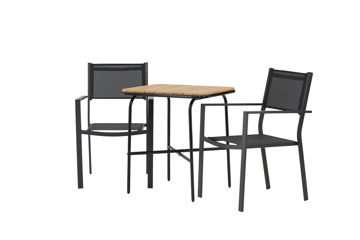 Venture Design Copacabana & Holmbeck Matstolar 2-pack Svart + Cafebord 70 x 55 Natur