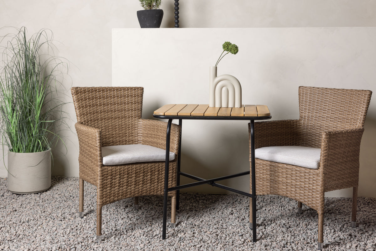 Venture Design Malina & Holmbeck Matstolar 2-pack Natur + Cafebord 70 x 55 Natur