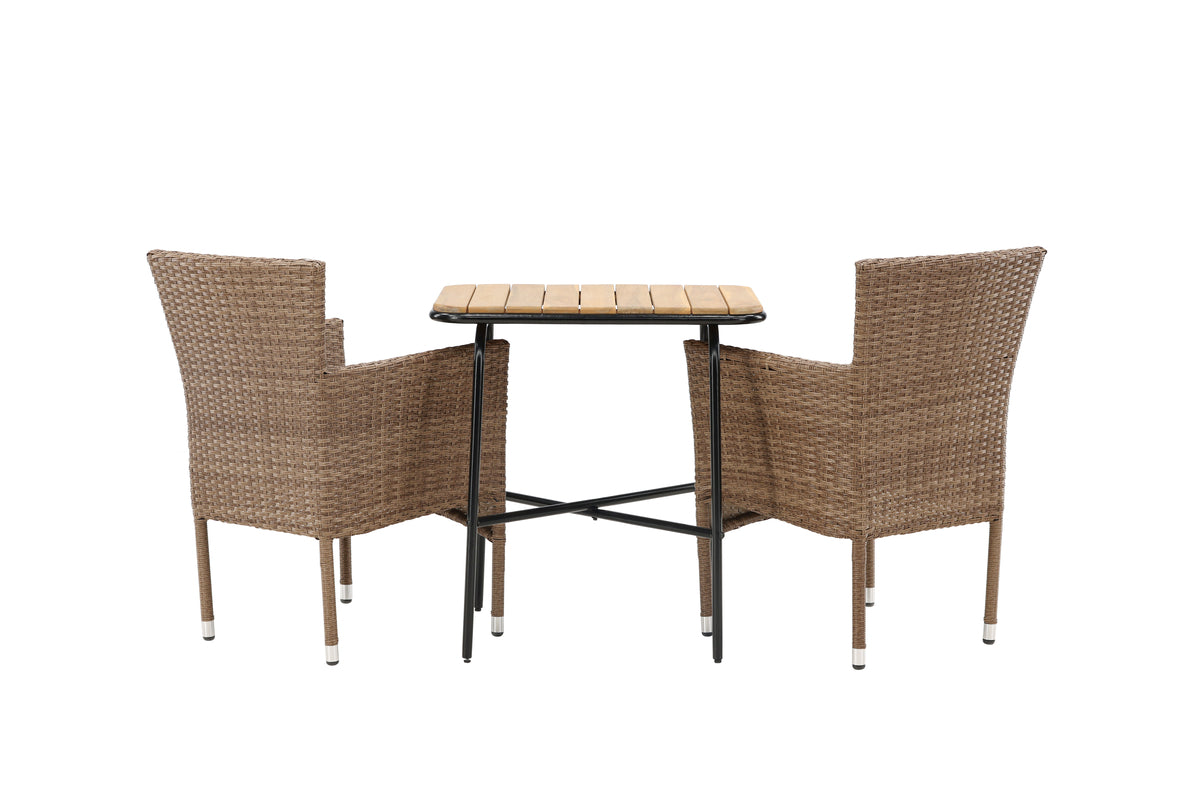 Venture Design Malina & Holmbeck Matstolar 2-pack Natur + Cafebord 70 x 55 Natur