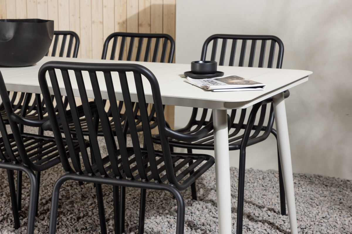 Venture Design Lina & Peking Rektangulära Matbord 90 x 200 Beige + Matstolar 2-pack Svart