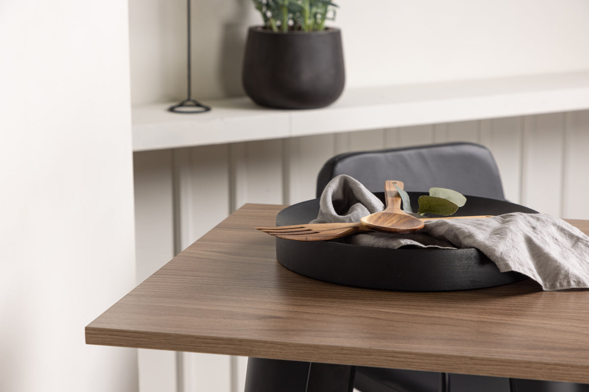 Venture Design Tempe & Tvist Barbord 60 x 60 Valnöt + Barstolar 2-pack Svart