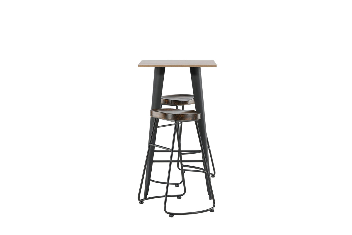 Venture Design Tempe & Ozark Barbord 60 x 60 Valnöt + Barstolar 2-pack Svart
