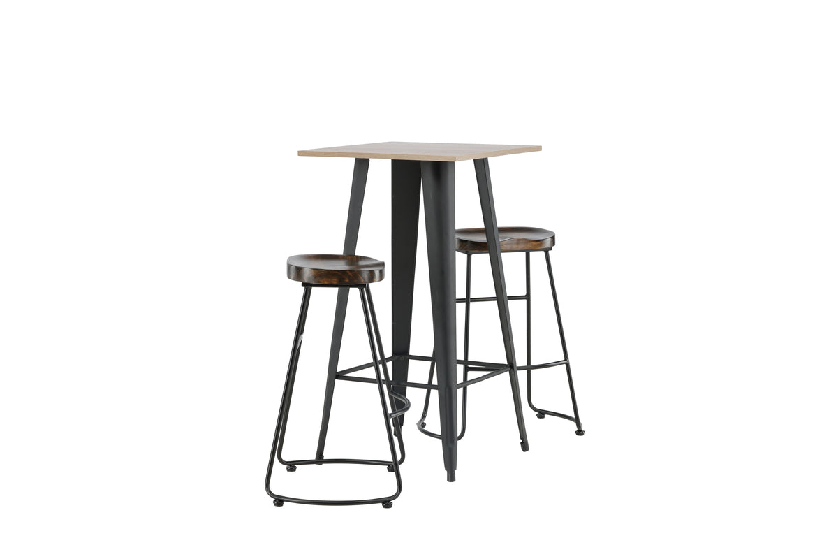 Venture Design Tempe & Ozark Barbord 60 x 60 Valnöt + Barstolar 2-pack Svart