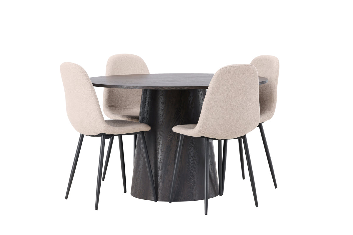 Venture Design Lanzo & Polar Runda Matbord ⌀120 Mocka + Matstolar 2-pack Beige