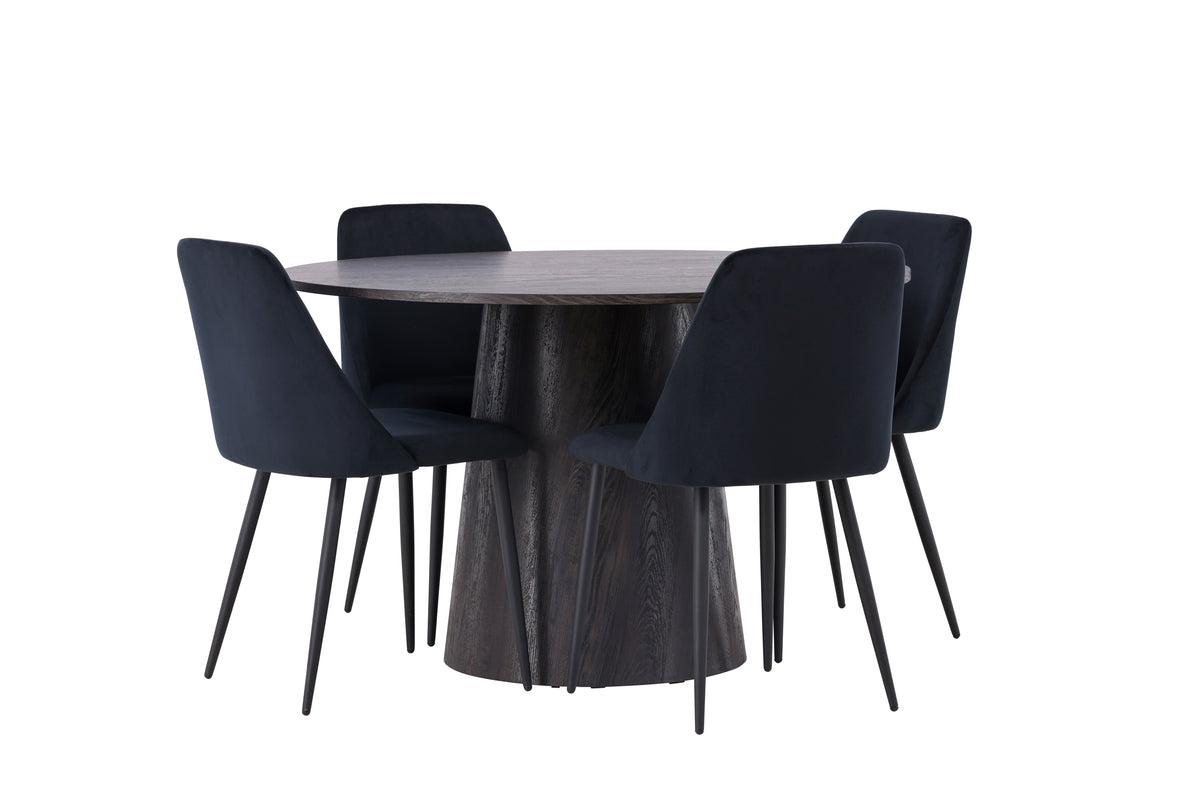 Venture Design Lanzo & Night Runda Matbord ⌀120 Mocka + Matstolar 2-pack Svart