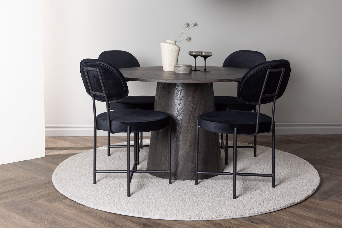 Venture Design Stella & Lanzo Matstolar 2-pack Svart + Runda Matbord ⌀120 Mocka
