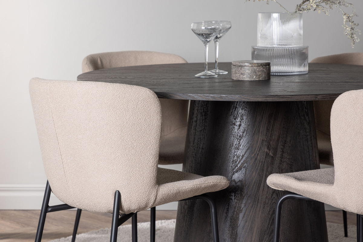 Venture Design Modesto & Lanzo Matstolar 2-pack Beige + Runda Matbord ⌀120 Mocka