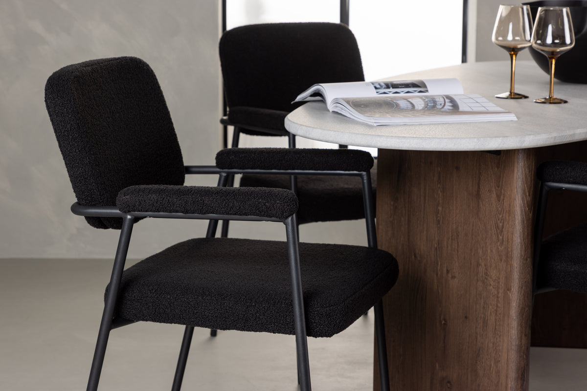 Venture Design Grönvik & Yesterday Ovala Matbord 180 x 90 Ljusgrå + Matstolar 2-pack Svart