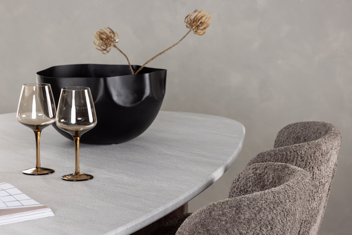 Venture Design Modesto & Grönvik Matstolar 2-pack Brun + Ovala Matbord 180 x 90 Ljusgrå