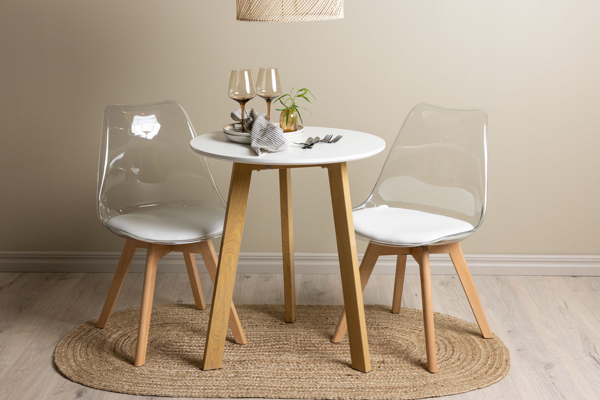 Venture Design Edvin & Leonora Matstolar 2-pack Natur + Runda Matbord ⌀65 Vit