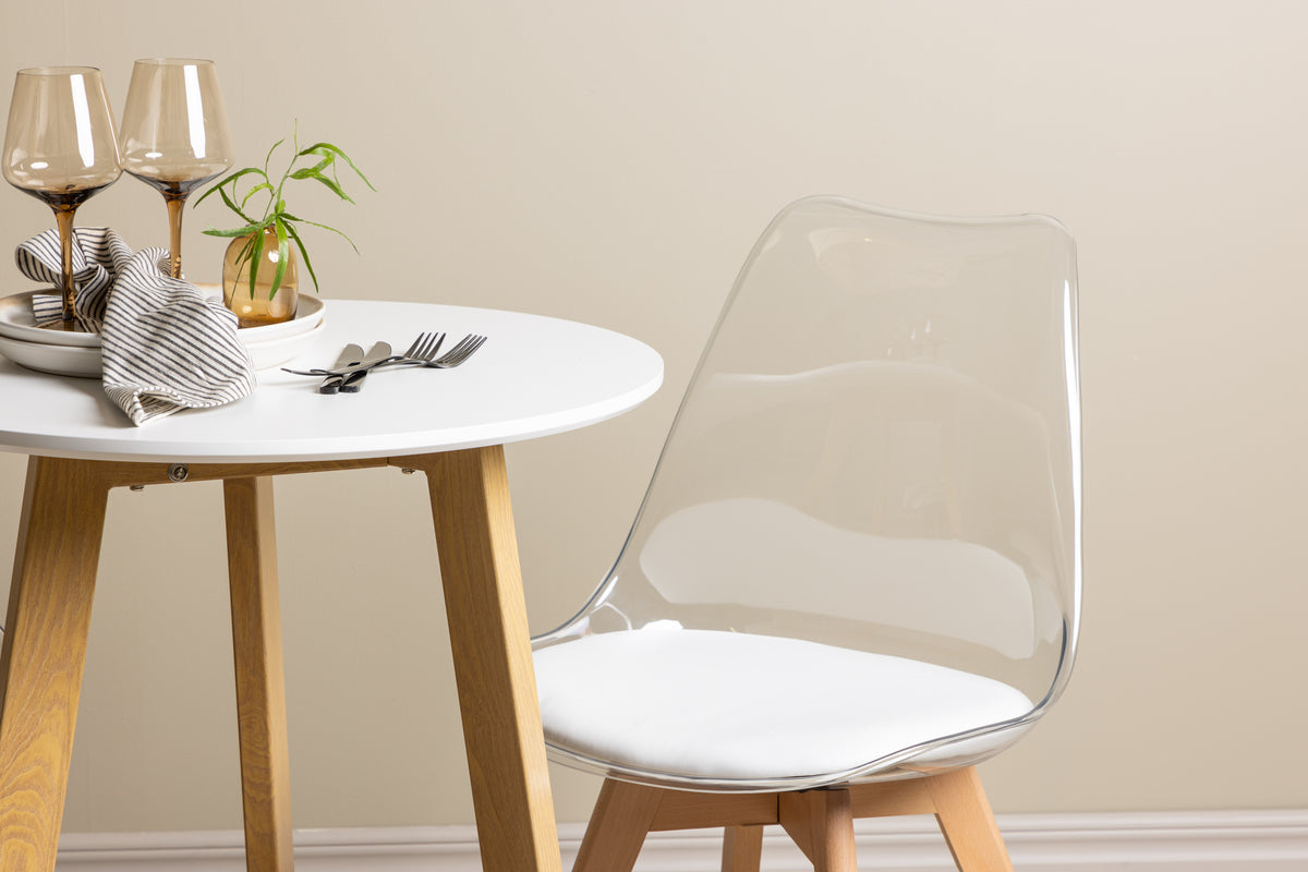 Venture Design Edvin & Leonora Matstolar 2-pack Natur + Runda Matbord ⌀65 Vit