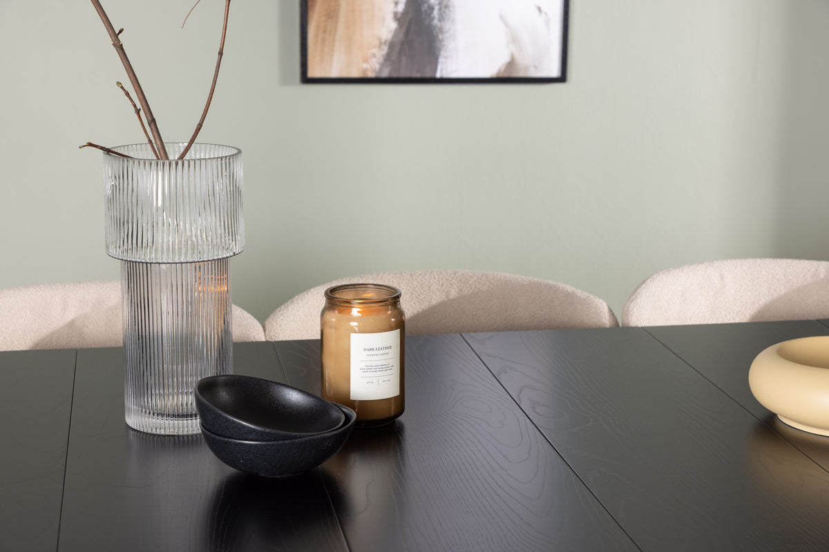 Venture Design Modesto & Astrid Matstolar 2-pack Beige + Rektangulära Matbord 200 x 90 Svart