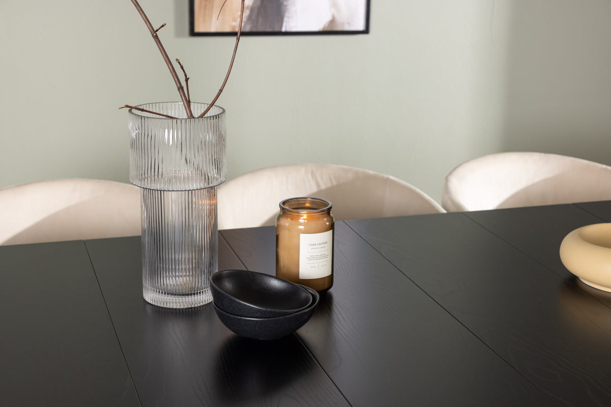 Venture Design Berit & Astrid Matstolar Beige + Rektangulära Matbord 200 x 90 Svart