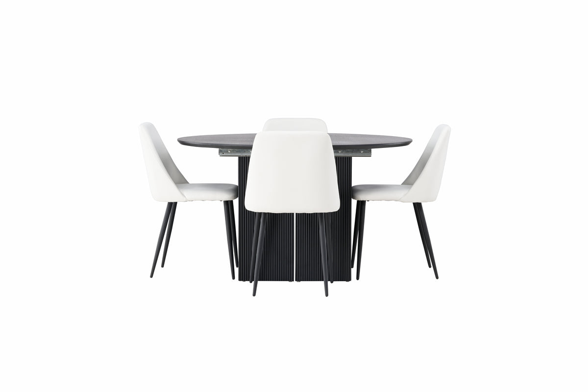 Venture Design Night & Matilda Matstolar 2-pack Vit + Runda Matbord ⌀130 Svart