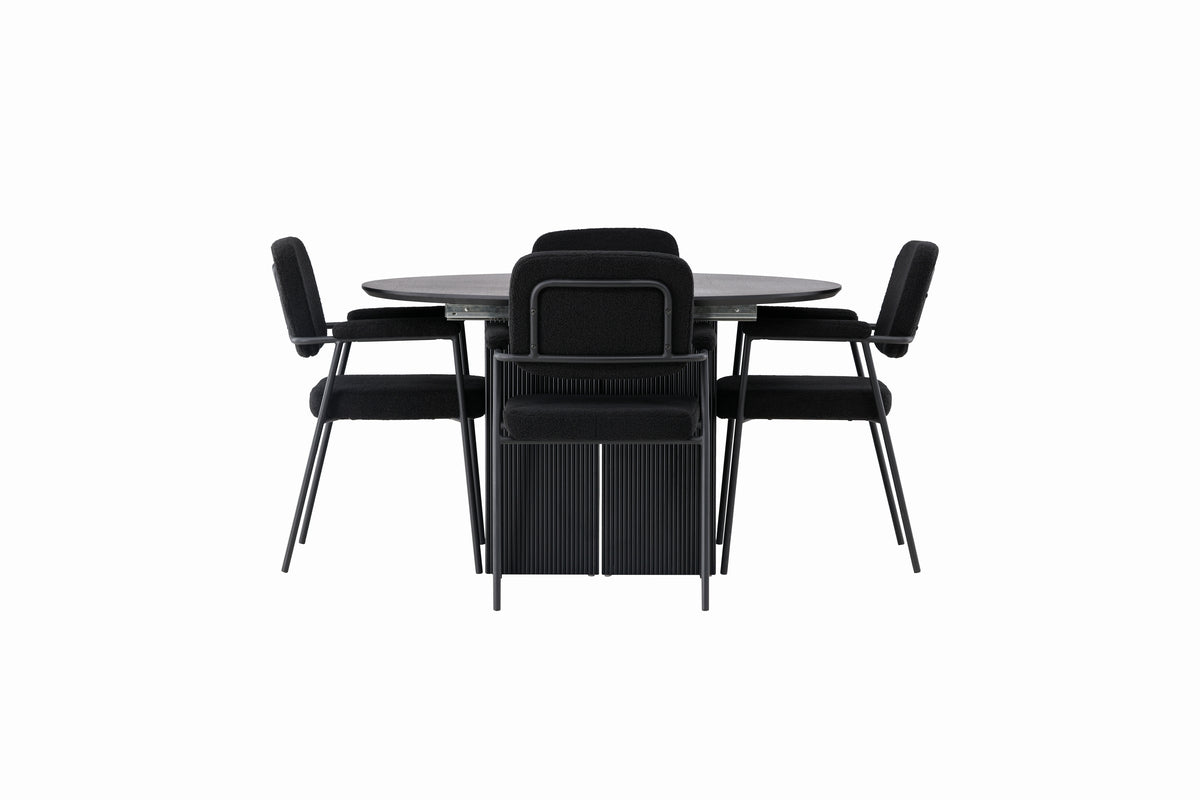 Venture Design Yesterday & Matilda Matstolar 2-pack Svart + Runda Matbord ⌀130 Svart