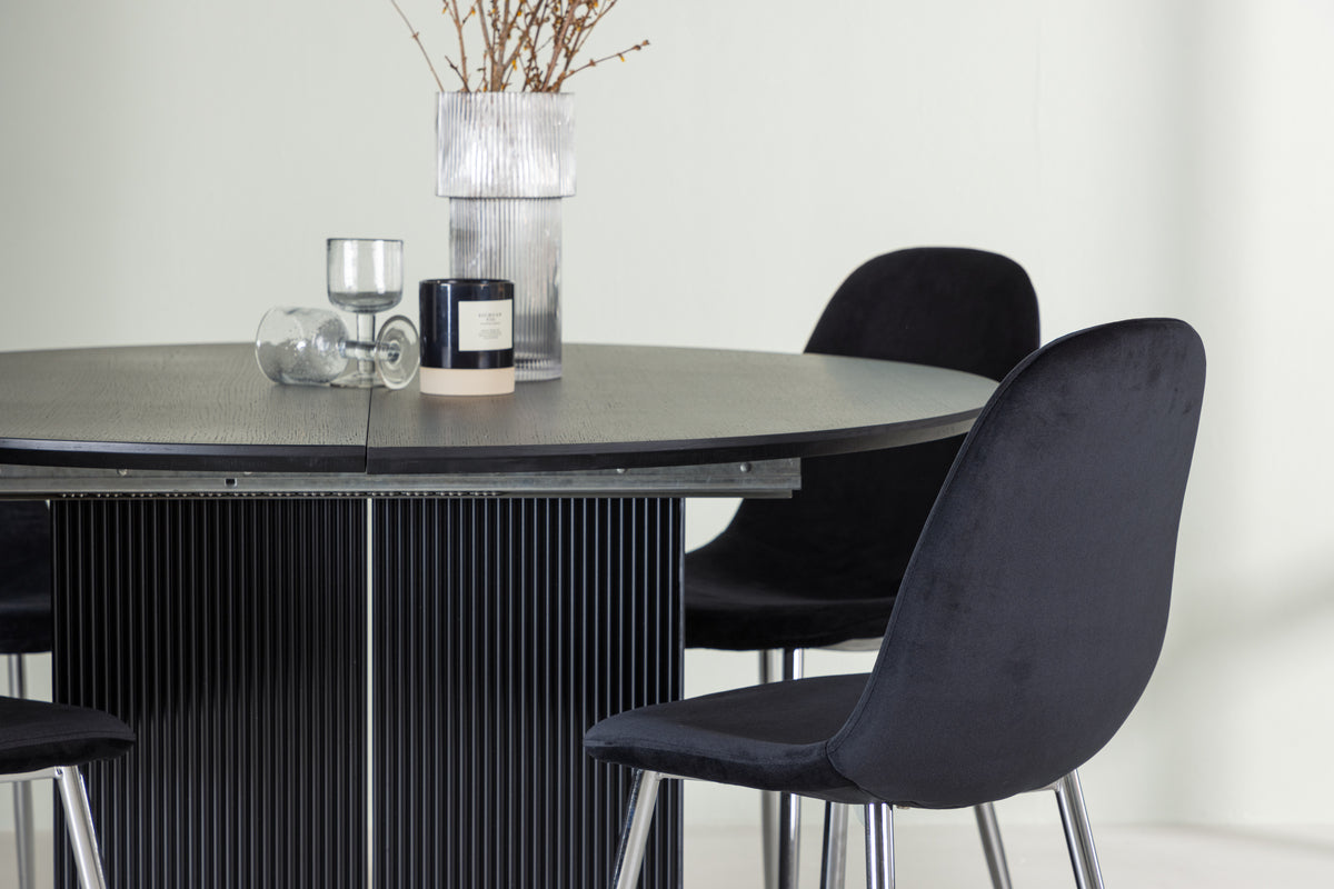 Venture Design Polar & Matilda Matstolar 2-pack Svart + Runda Matbord ⌀130 Svart