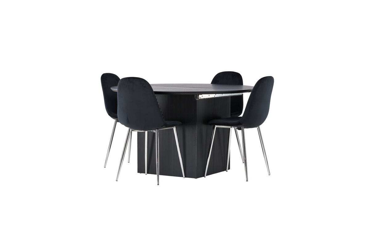 Venture Design Polar & Matilda Matstolar 2-pack Svart + Runda Matbord ⌀130 Svart