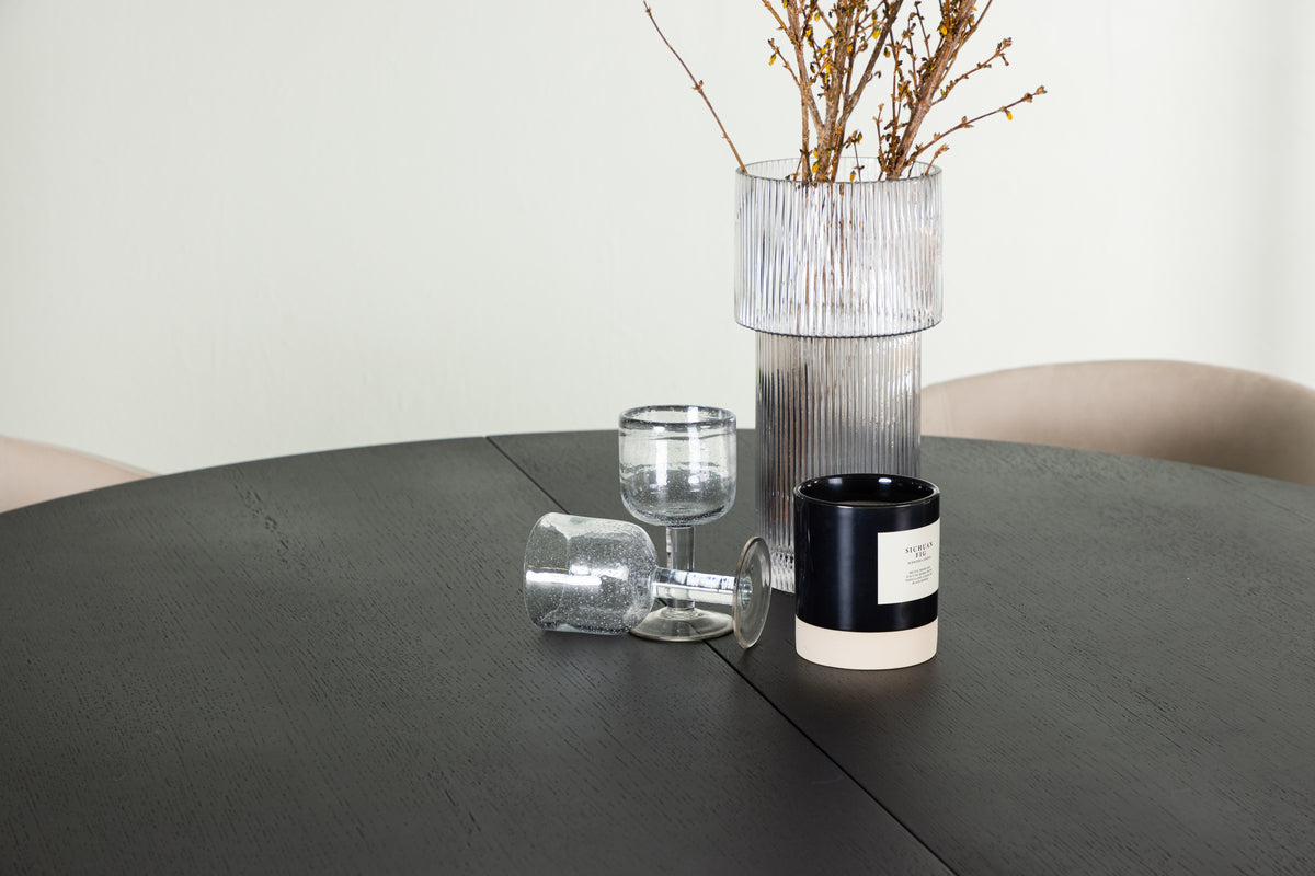 Venture Design Berit & Matilda Matstolar Beige + Runda Matbord ⌀130 Svart