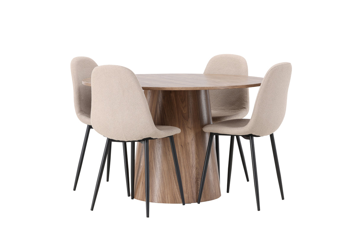 Venture Design Lanzo & Polar Runda Matbord ⌀120 Natur + Matstolar 2-pack Beige