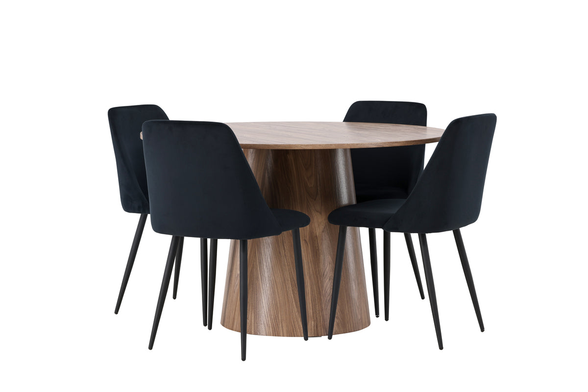 Venture Design Lanzo & Night Runda Matbord ⌀120 Natur + Matstolar 2-pack Svart