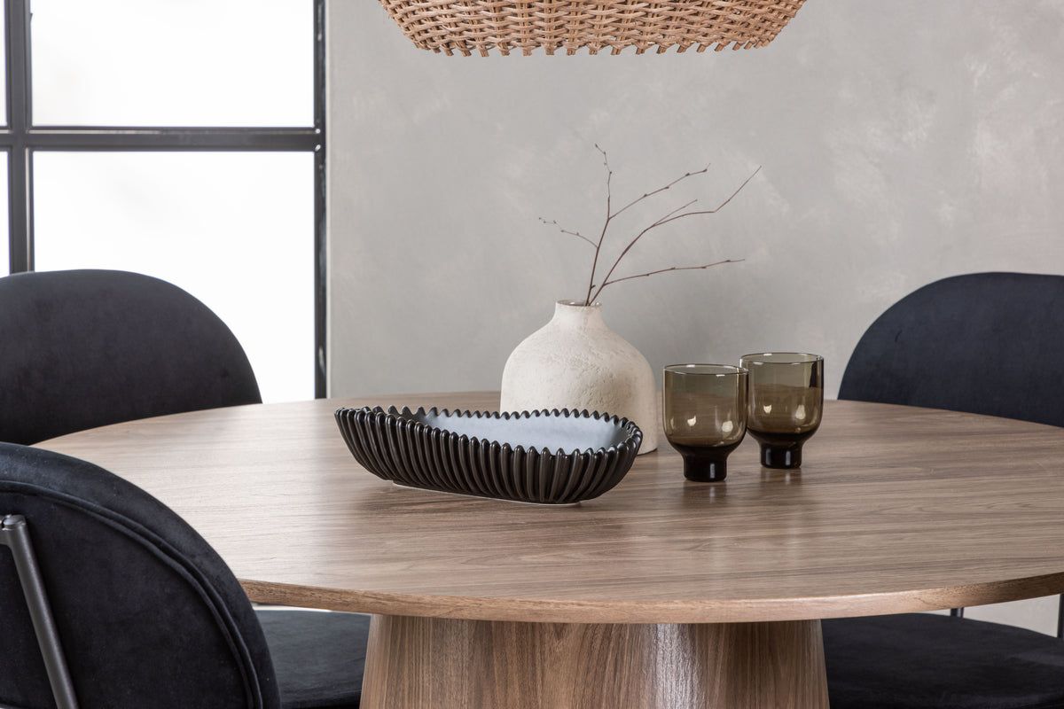 Venture Design Stella & Lanzo Matstolar 2-pack Svart + Runda Matbord ⌀120 Natur