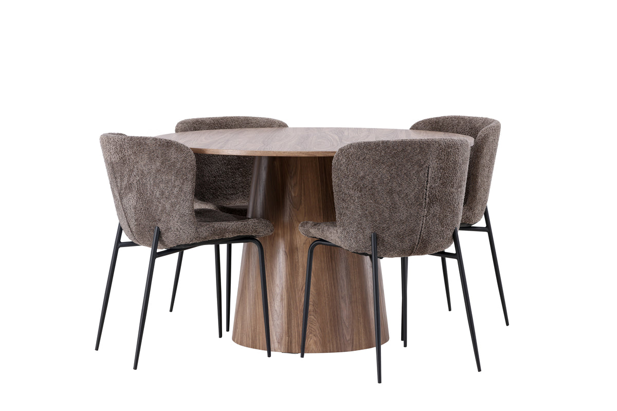 Venture Design Modesto & Lanzo Matstolar 2-pack Brun + Runda Matbord ⌀120 Natur