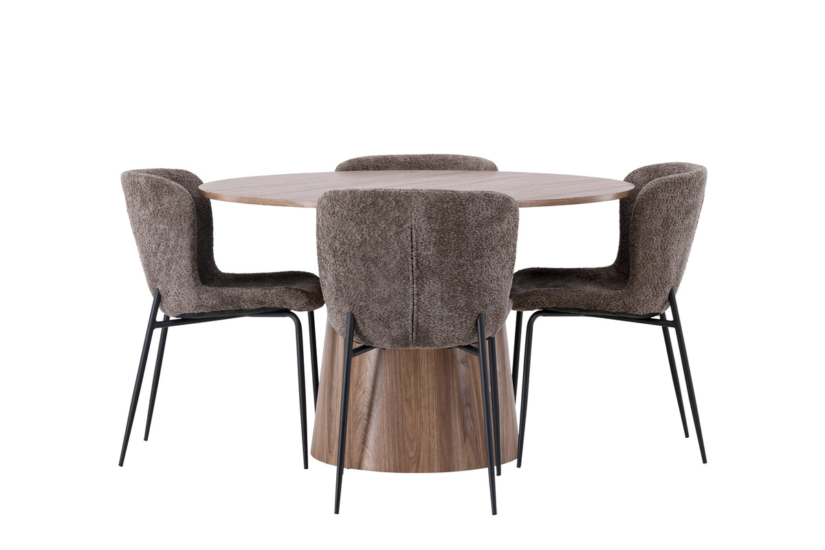Venture Design Modesto & Lanzo Matstolar 2-pack Brun + Runda Matbord ⌀120 Natur