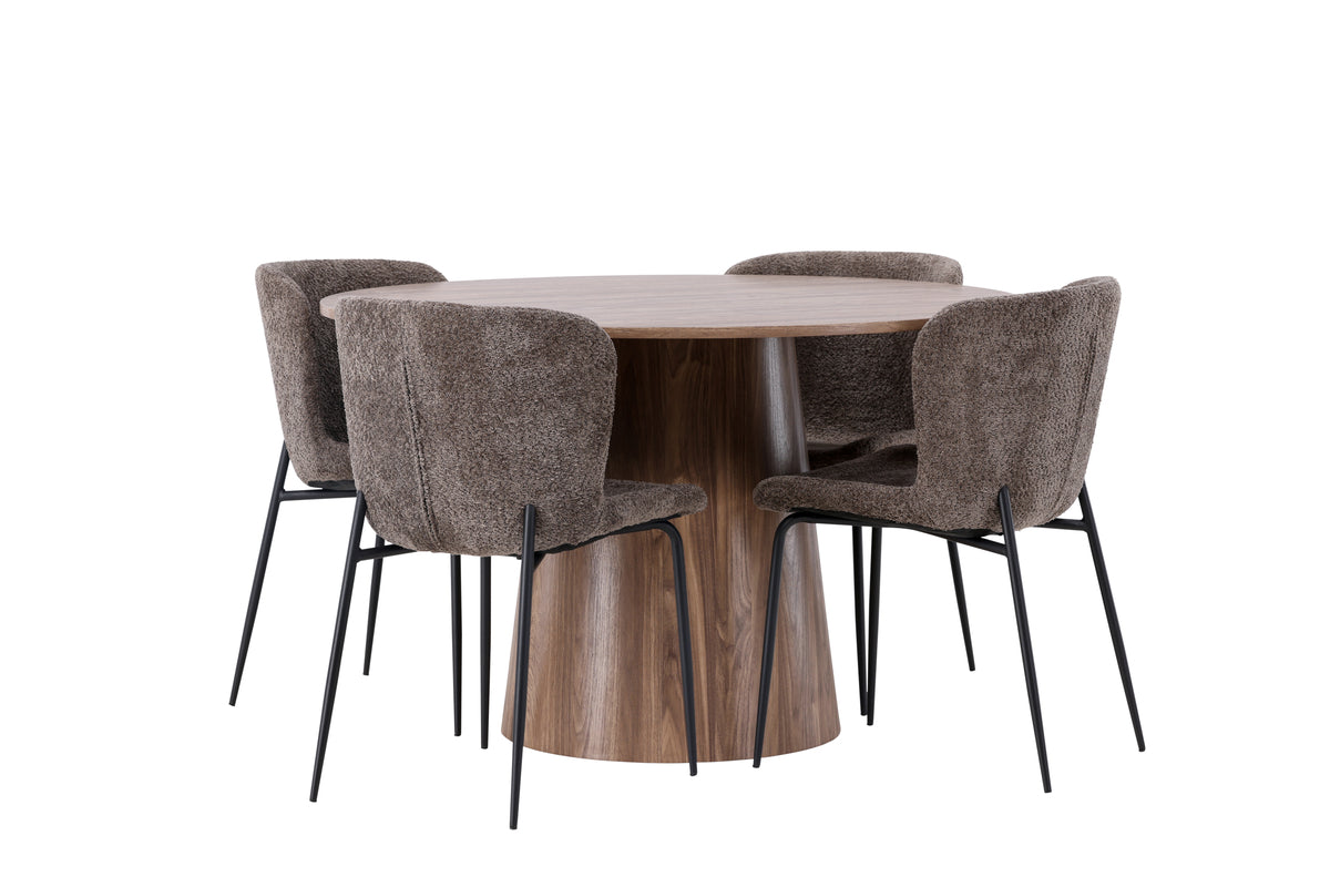 Venture Design Modesto & Lanzo Matstolar 2-pack Brun + Runda Matbord ⌀120 Natur