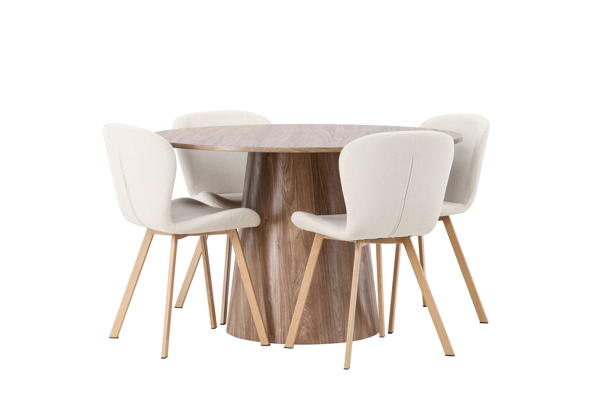 Venture Design Lanzo & Lilja Runda Matbord ⌀120 Natur + Matstolar 2-pack Beige