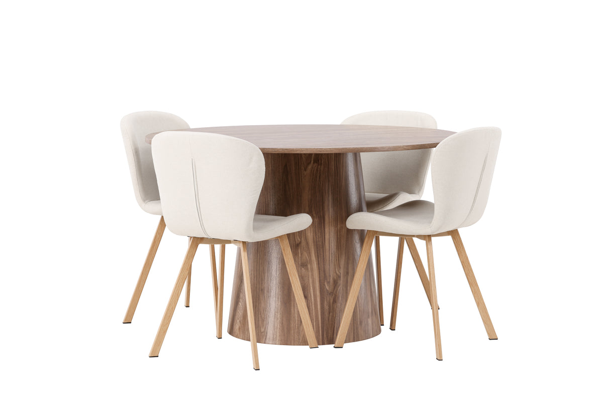 Venture Design Lanzo & Lilja Runda Matbord ⌀120 Natur + Matstolar 2-pack Beige