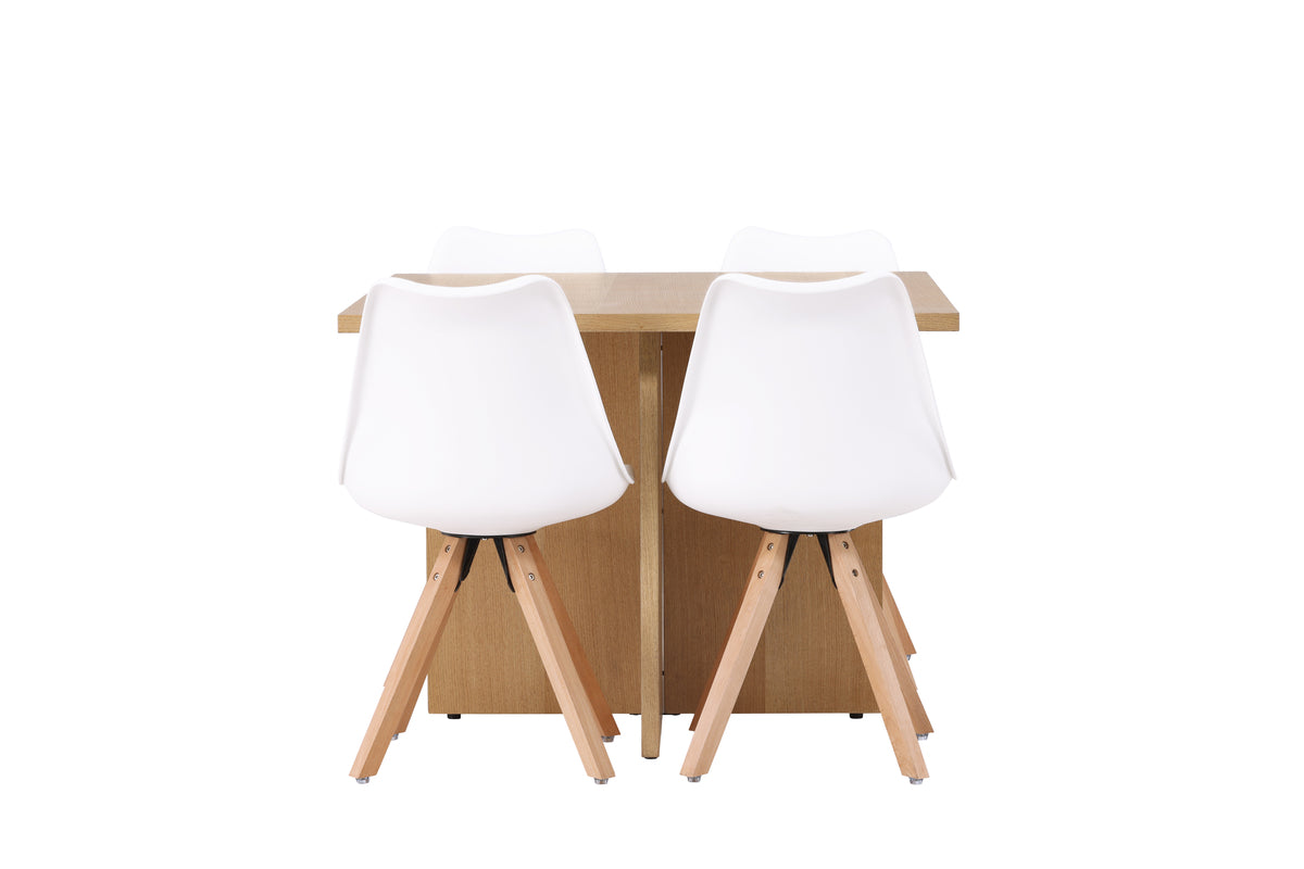 Venture Design Leo & Zeno Rektangulära Matbord 100 x 100 Ljusgrå + Matstolar 2-pack Vit