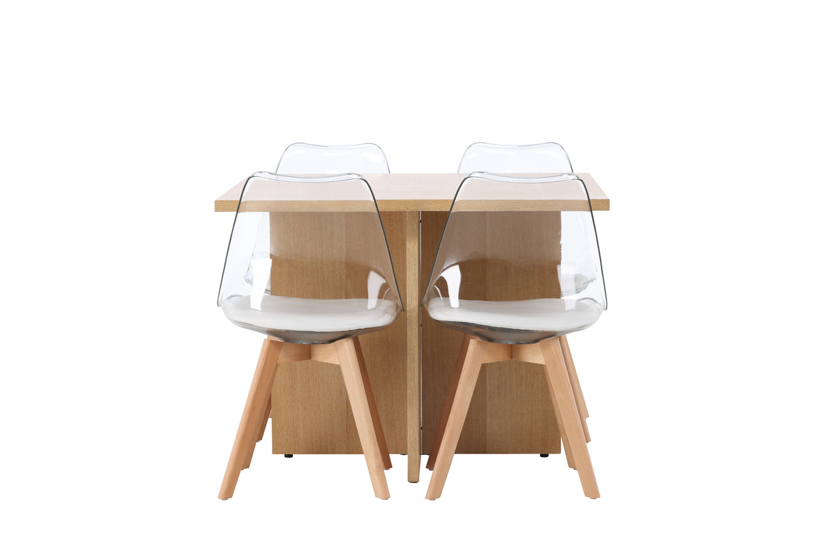 Venture Design Edvin & Leo Matstolar 2-pack Natur + Rektangulära Matbord 100 x 100 Natur