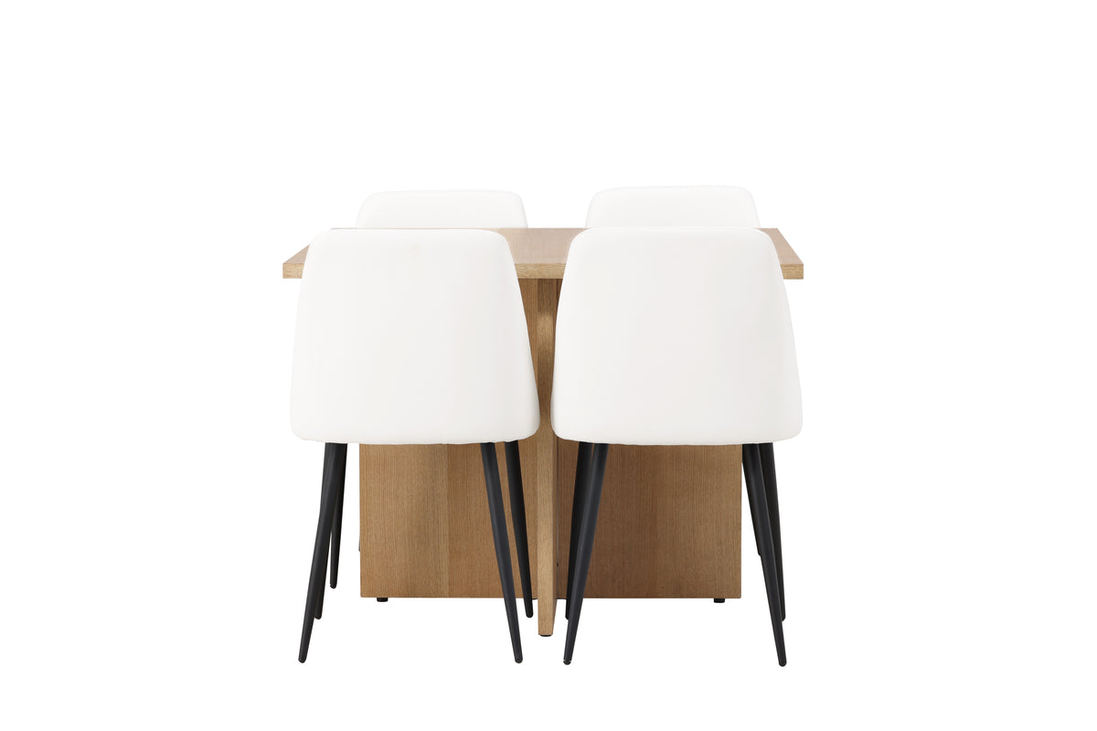 Venture Design Leo & Night Rektangulära Matbord 100 x 100 Natur + Matstolar 2-pack Vit