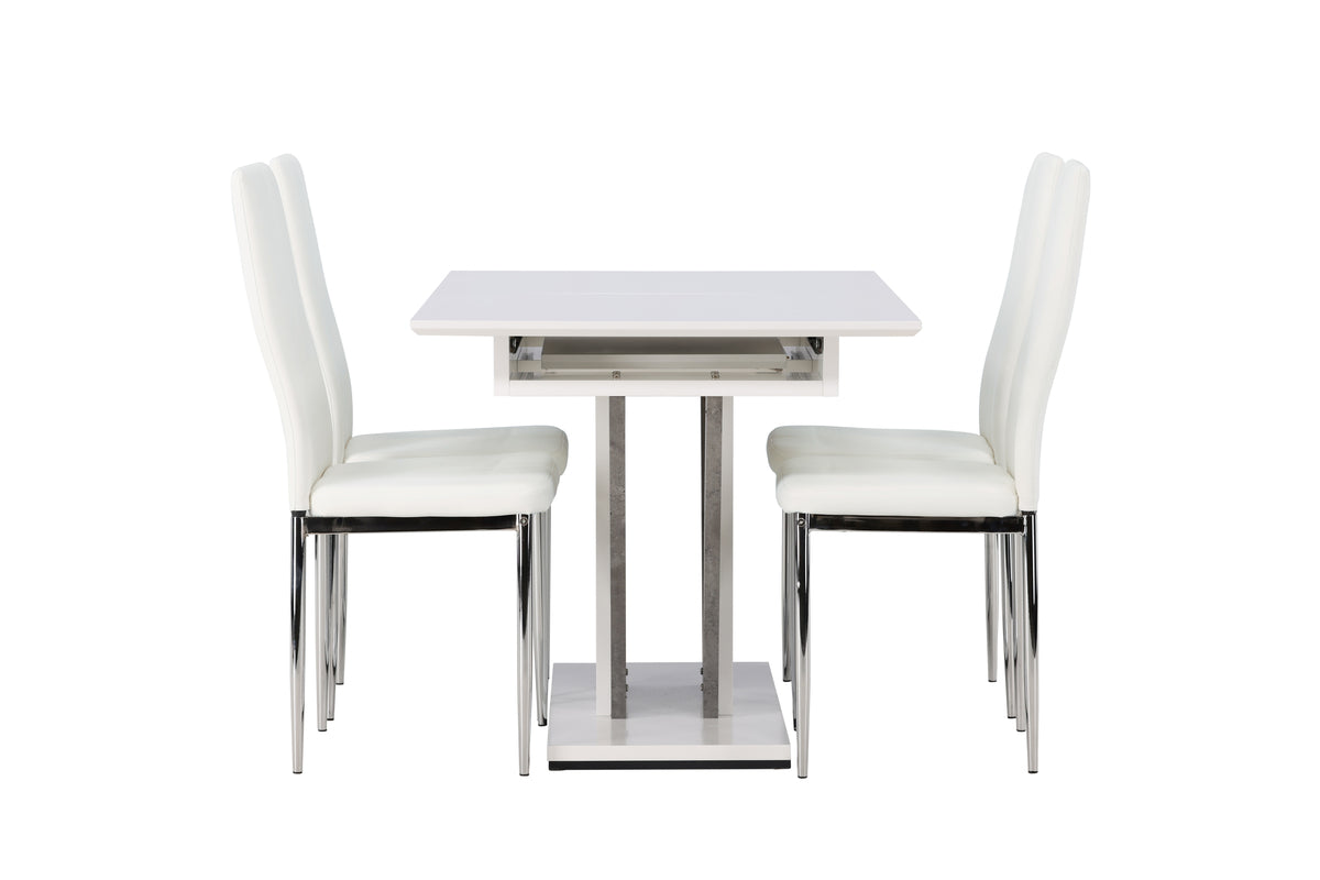 Venture Design Disa & Pastill Rektangulära Matbord 120 x 80 Vit + Matstolar 2-pack Vit