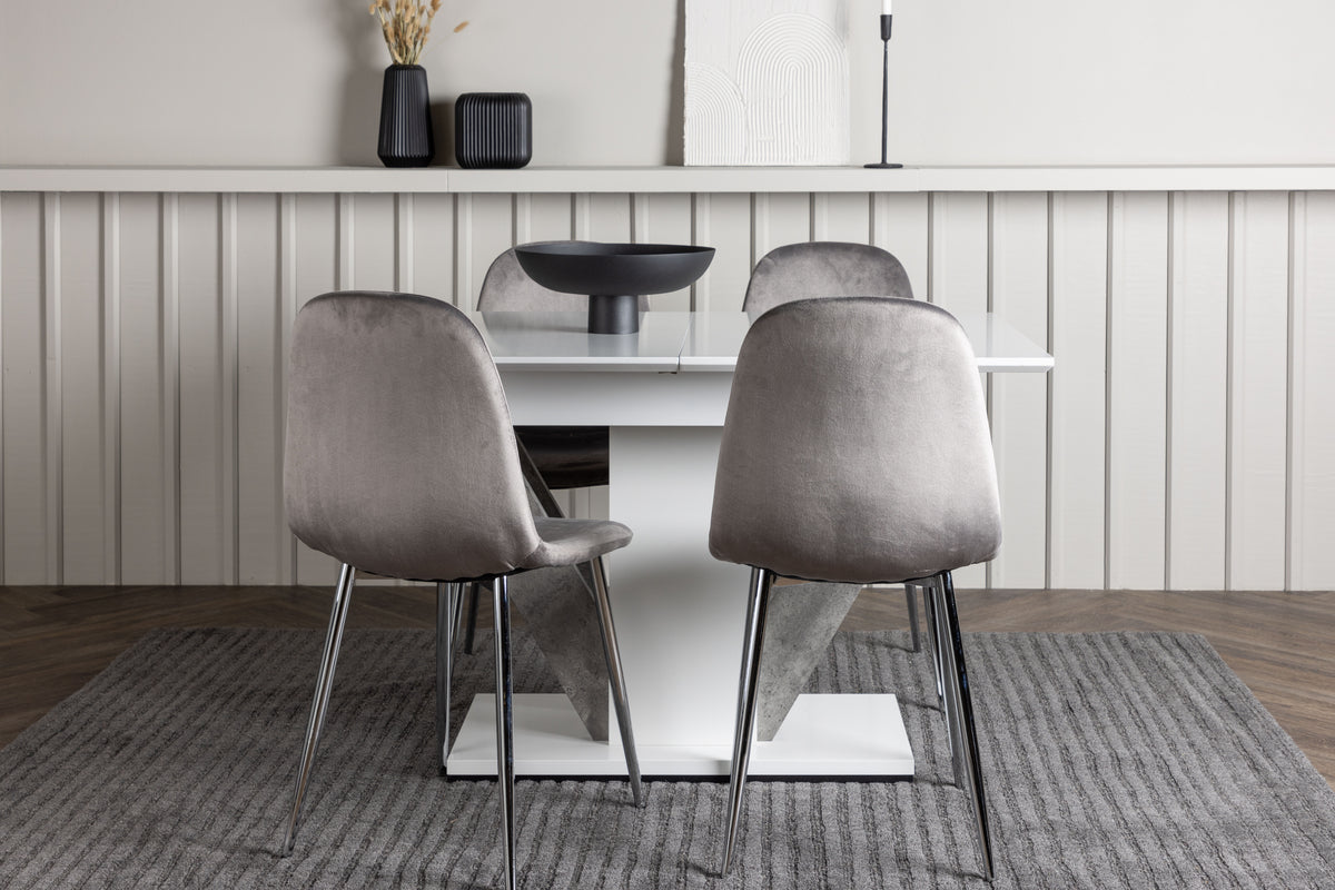 Venture Design Disa & Eva Rektangulära Matbord 120 x 80 Vit + Matstolar 2-pack Ljusgrå