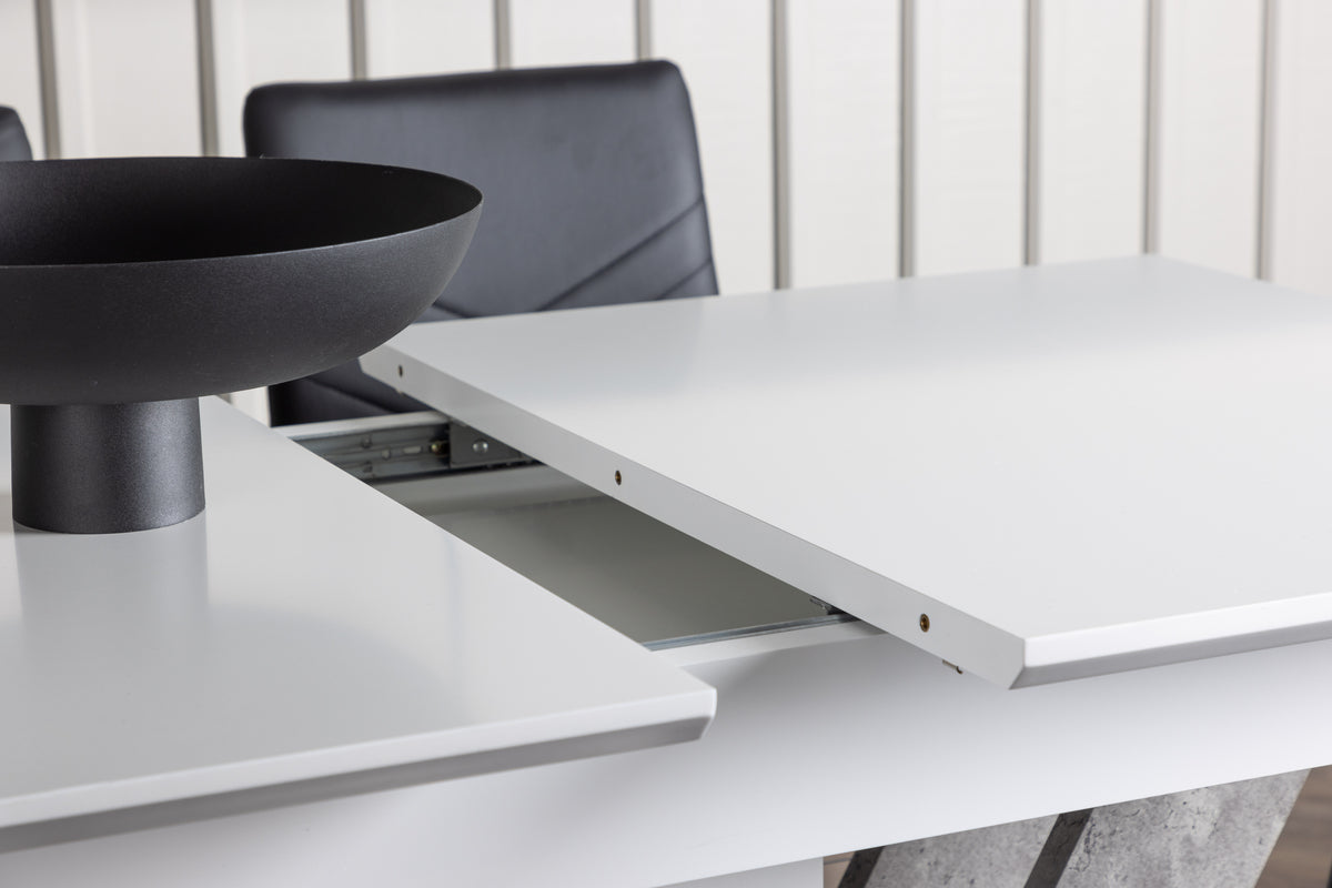 Venture Design Disa & Lily Rektangulära Matbord 120 x 80 Vit + Matstolar 2-pack Svart