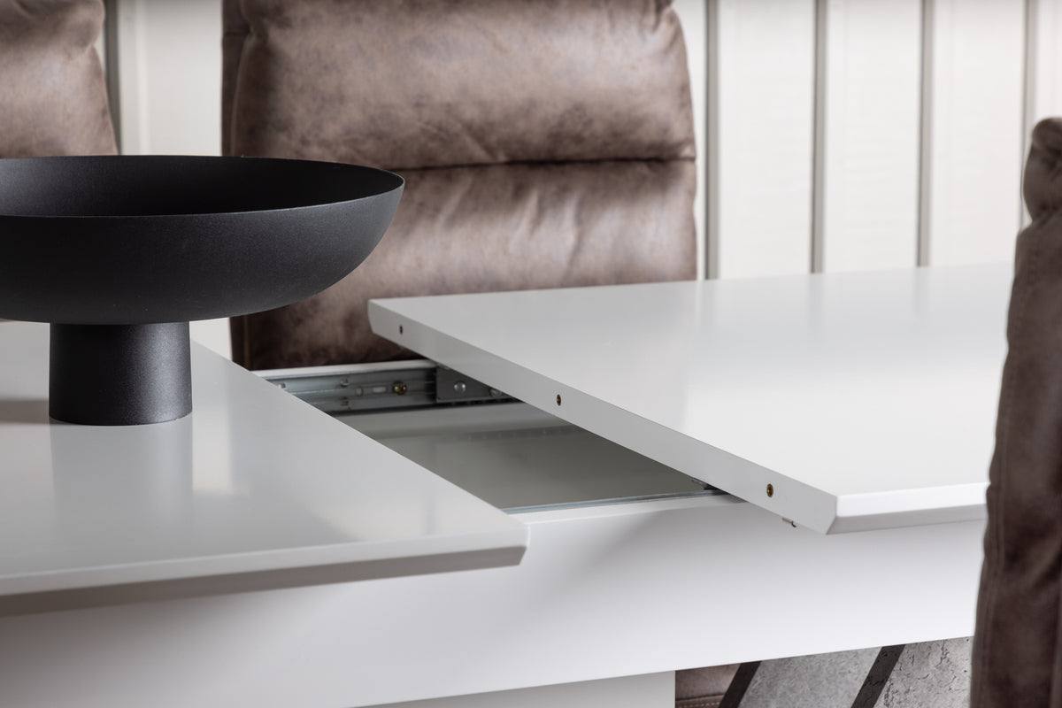 Venture Design Zizo & Disa Matstolar 2-pack Brun + Rektangulära Matbord 120 x 80 Vit