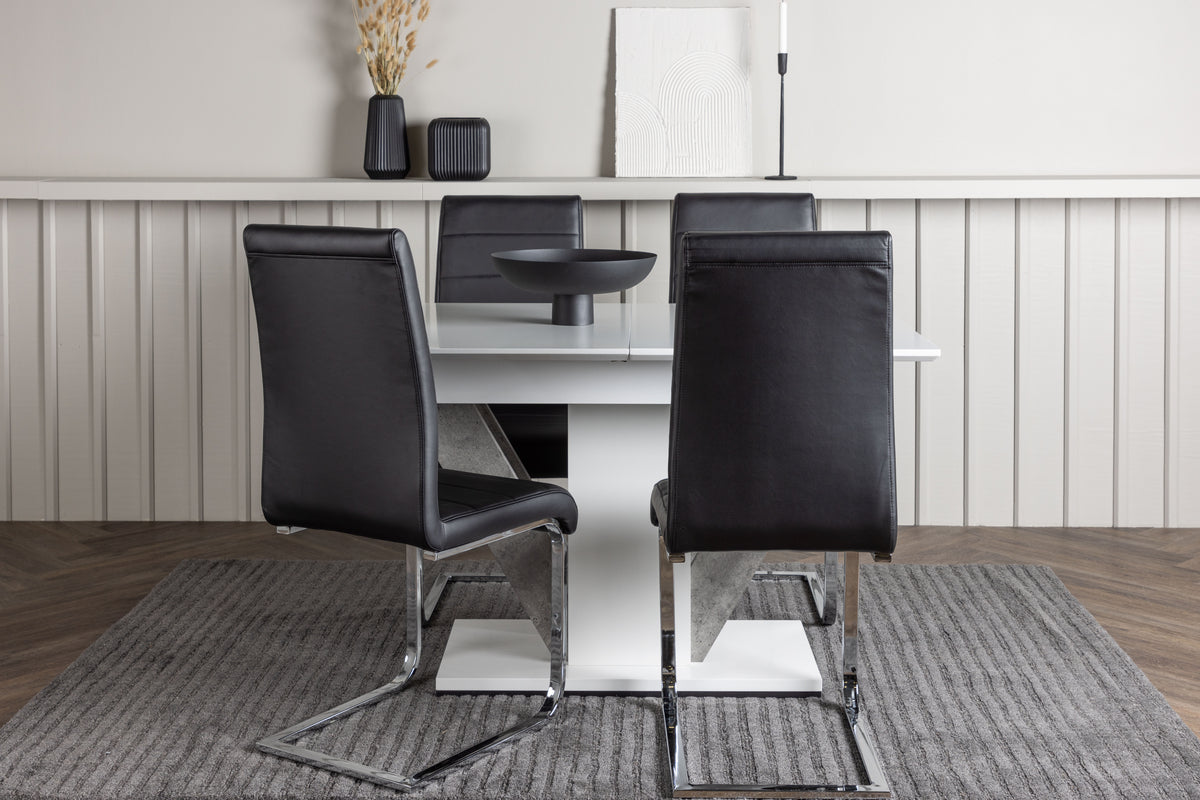 Venture Design Tempo & Disa Matstolar 2-pack Svart + Rektangulära Matbord 120 x 80 Vit