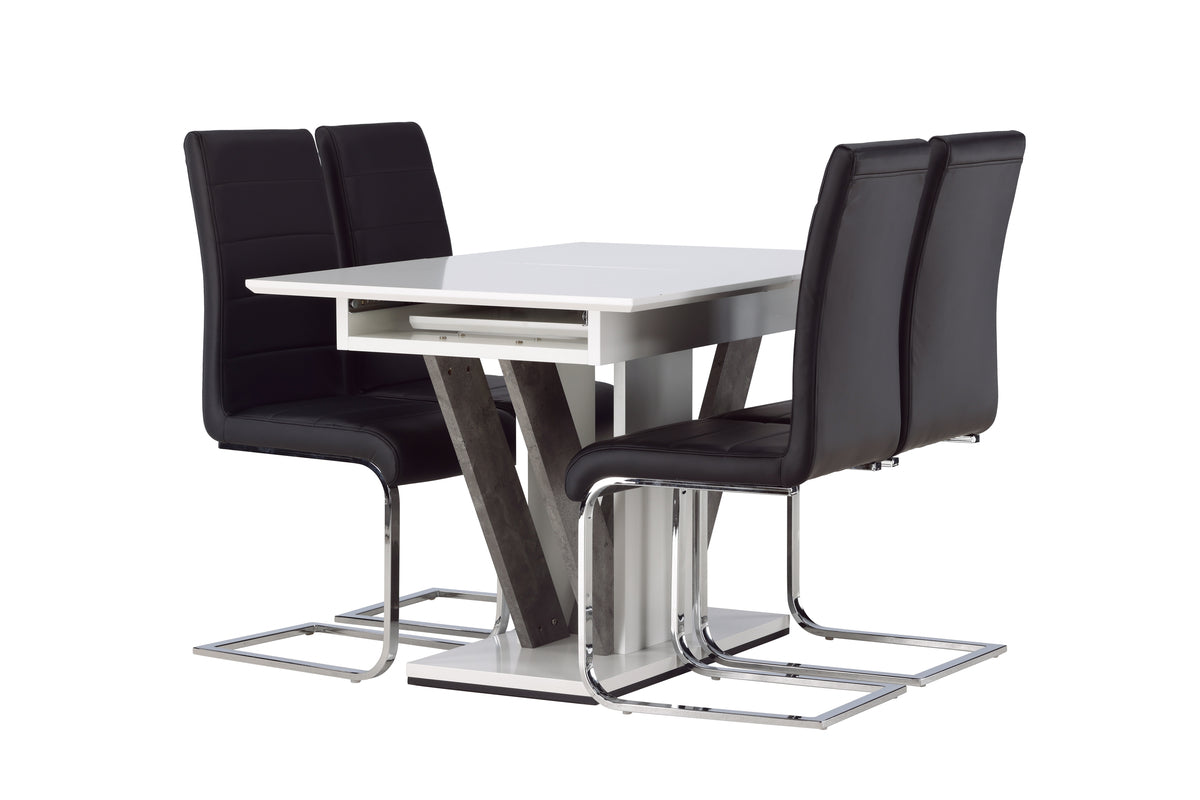 Venture Design Tempo & Disa Matstolar 2-pack Svart + Rektangulära Matbord 120 x 80 Vit