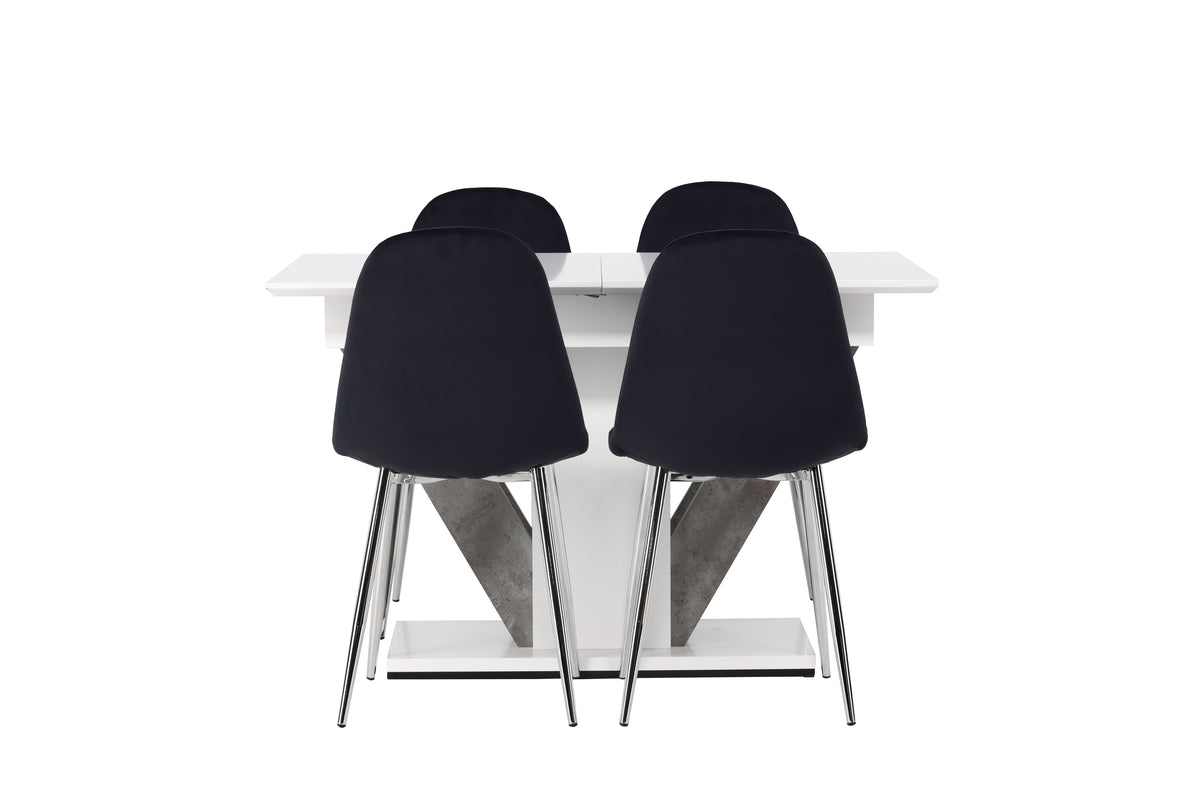 Venture Design Disa & Polar Rektangulära Matbord 120 x 80 Vit + Matstolar 2-pack Svart