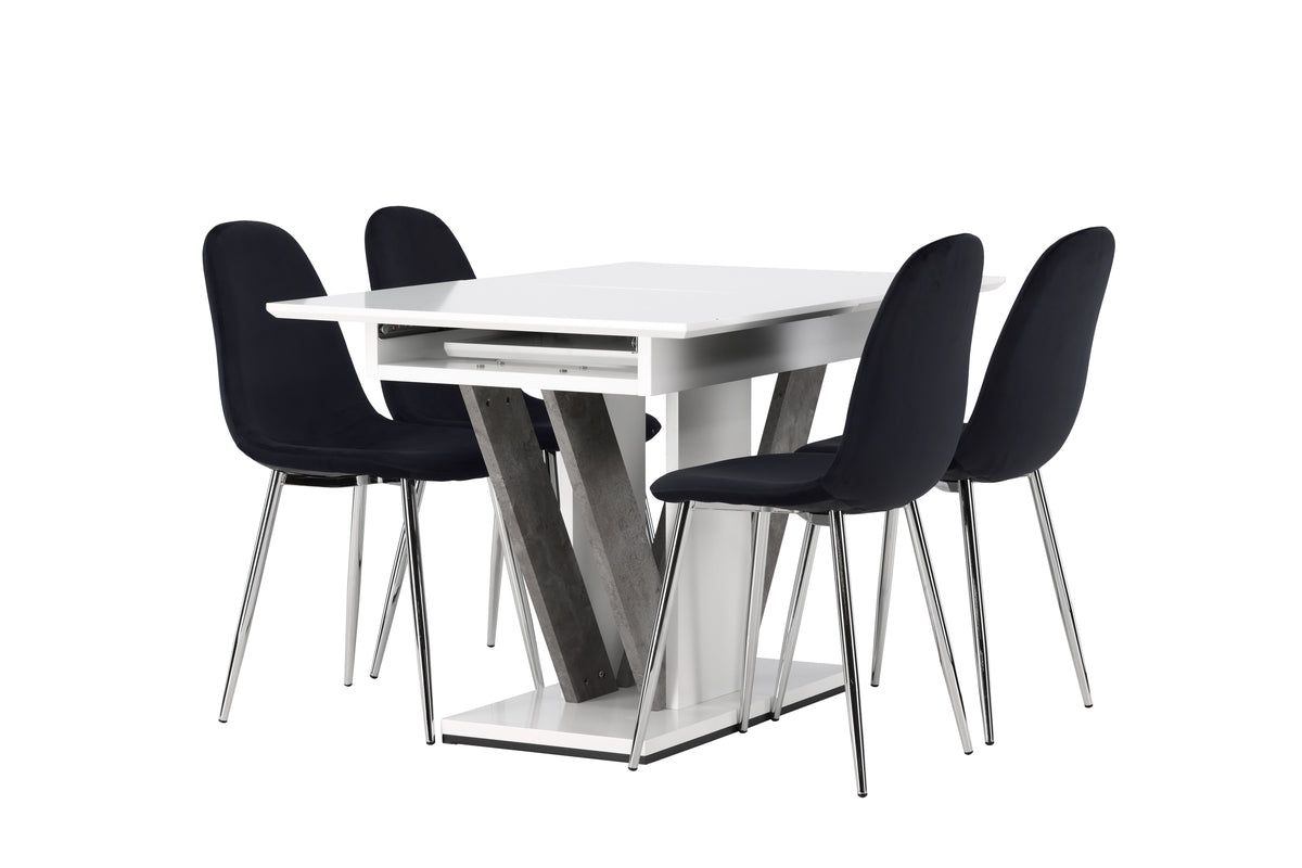 Venture Design Disa & Polar Rektangulära Matbord 120 x 80 Vit + Matstolar 2-pack Svart