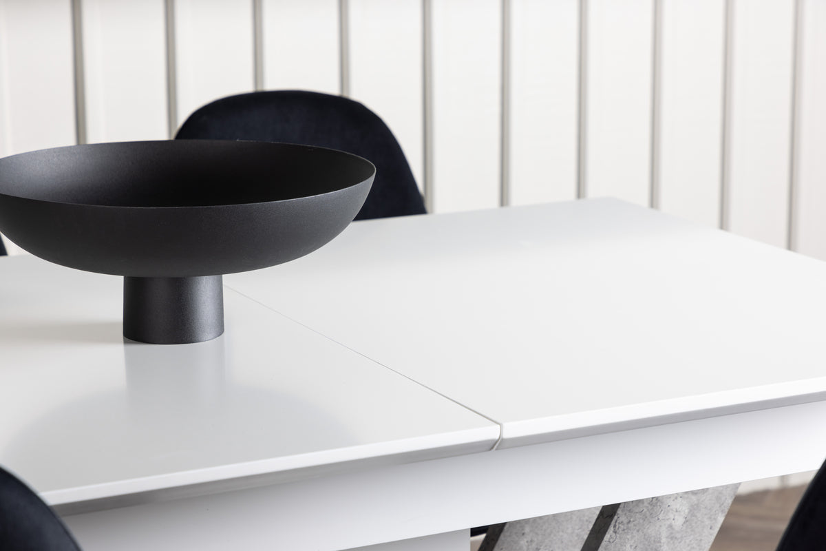 Venture Design Disa & Polar Rektangulära Matbord 120 x 80 Vit + Matstolar 2-pack Svart