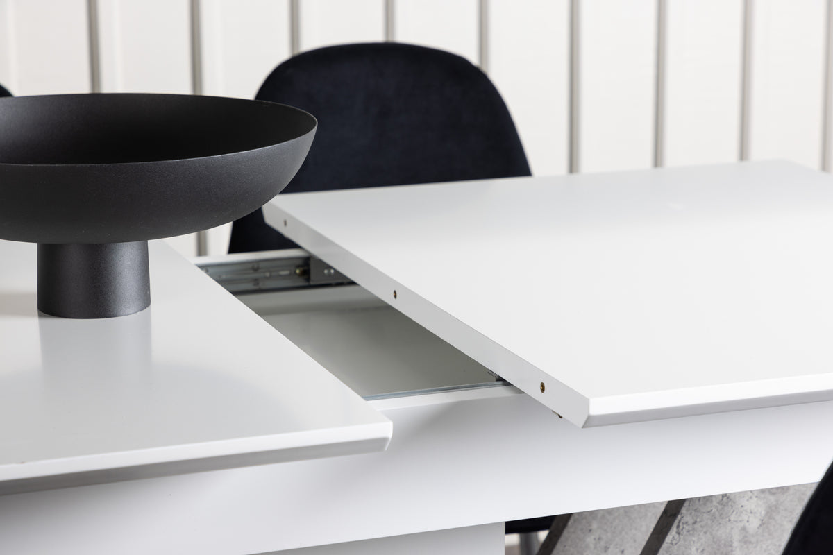 Venture Design Disa & Polar Rektangulära Matbord 120 x 80 Vit + Matstolar 2-pack Svart