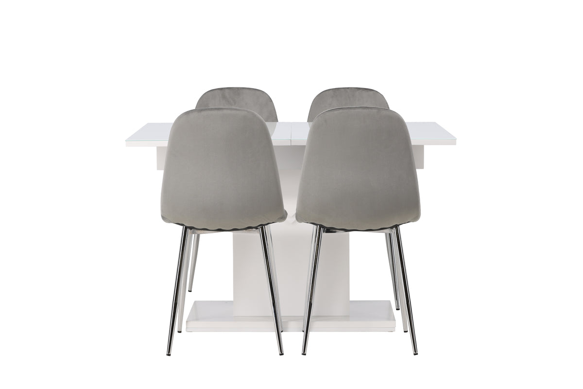 Venture Design Pluto & Eva Rektangulära Matbord 120 x 90 Vit + Matstolar 2-pack Ljusgrå
