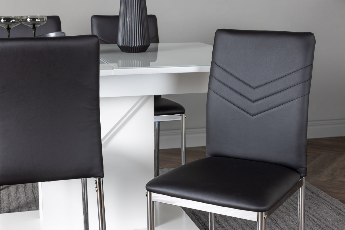 Venture Design Pluto & Lily Rektangulära Matbord 120 x 90 Vit + Matstolar 2-pack Svart